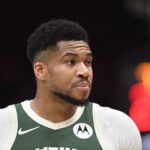 Charlotte, North Carolina, USA; Milwaukee Bucks forward Giannis Antetokounmpo (34) in a time out during the first half agains the Charlotte Hornets at the Spectrum Center. Mandatory Credit: Sam Sharpe-Imagn Images