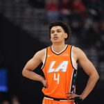 Inglewood, California, USA; Los Angeles Clippers guard Kobe Sanders (4) during a game against the Dallas Mavericks at Intuit Dome. Mandatory Credit: Kiyoshi Mio-Imagn Images