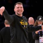 Los Angeles, California, USA; Los Angeles Lakers guard Luka Doncic (77) warms up prior to the game against the Memphis Grizzlies at Crypto.com Arena. Mandatory Credit: Jayne Kamin-Oncea-Imagn Images