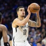 Philadelphia, Pennsylvania, USA; Brooklyn Nets forward Michael Porter Jr. (17) shoots against the Philadelphia 76ers during the second quarter at Xfinity Mobile Arena. Mandatory Credit: Bill Streicher-Imagn Images