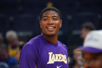 San Francisco, California, USA; Los Angeles Lakers forward Rui Hachimura (28) warms up before the game against the Golden State Warriors at Chase Center. Mandatory Credit: David Gonzales-Imagn Images