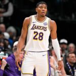 Dallas, Texas, USA; Los Angeles Lakers forward Rui Hachimura (28) looks on during the game against the Dallas Mavericks at the American Airlines Center. Mandatory Credit: Jerome Miron-Imagn Images