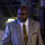Dallas, Texas, USA; Former NBA player and sports analyst Shaquille O'Neal enters the arena before Game 3 of the 2022 Western Conference Finals between the Dallas Mavericks and the Golden State Warriors at American Airlines Center. Mandatory Credit: Jerome Miron-Imagn Images