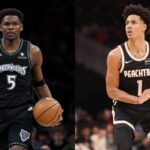 Anthony Edwards sparks rumors of partnering up with Jalen Johnson. Mandatory Credit: Imagn Images.