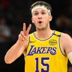 Austin Reaves calls out a play during a Lakers game. Mandatory Credit: Alex Goodlet -GettyImages