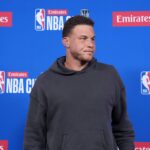 NBA on Prime analyst Blake Griffin at press conference at T-Mobile Arena.