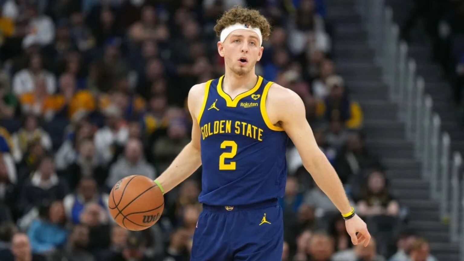 Warriors guard Brandin Podziemski during the second quarter against the Charlotte Hornets Mandatory Credit: Darren Yamashita-USA TODAY Sports