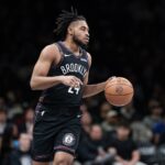 Jan 16, 2026; Brooklyn, New York, USA; Brooklyn Nets guard Cam Thomas (24) dribbles up court against the Chicago Bulls during the first quarter at Barclays Center. Mandatory Credit: Vincent Carchietta-Imagn Images