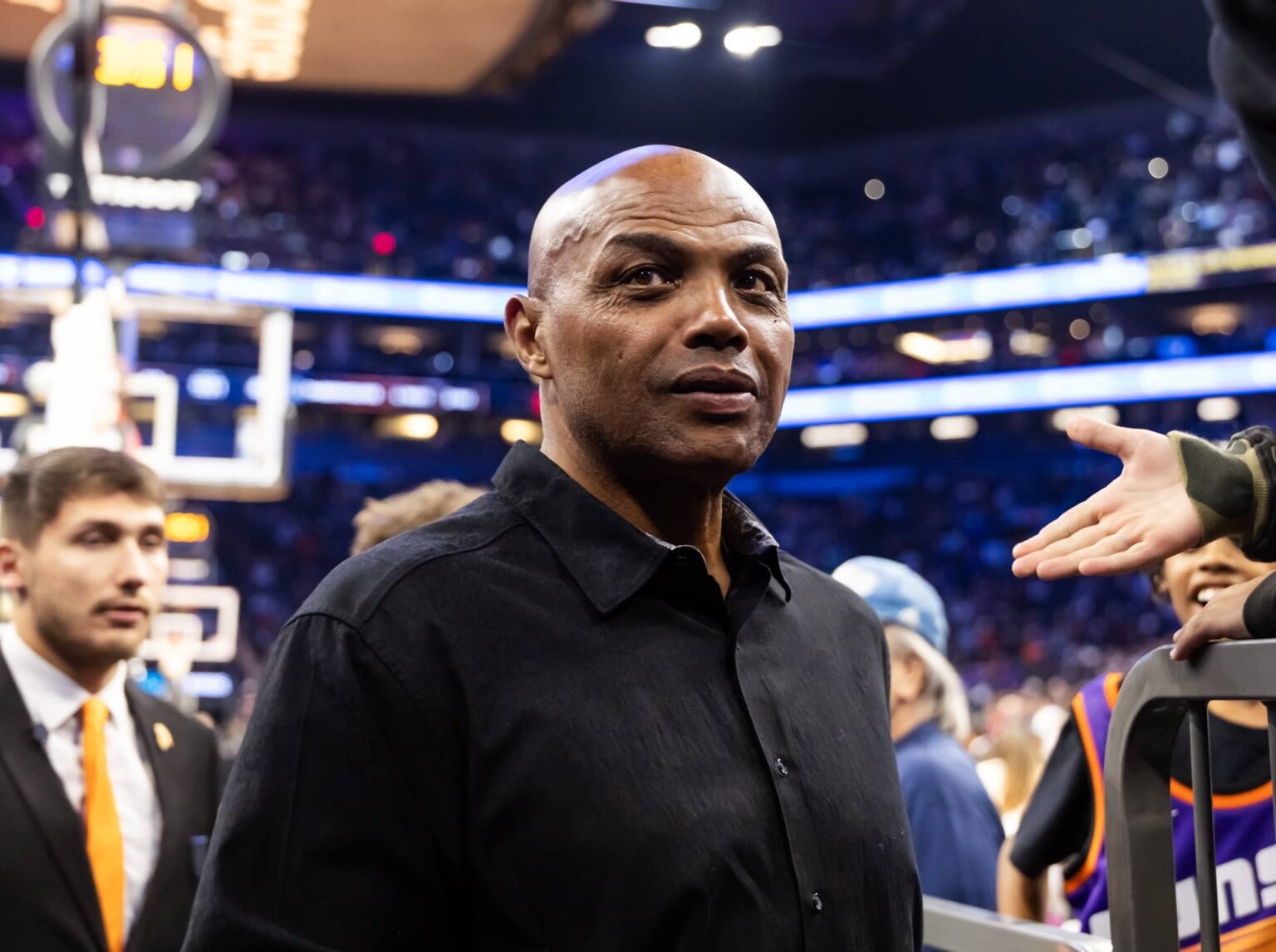 Phoenix Suns former player Charles Barkley in attendance against the Minnesota Timberwolves during an NBA Cup game at Mortgage Matchup Center.