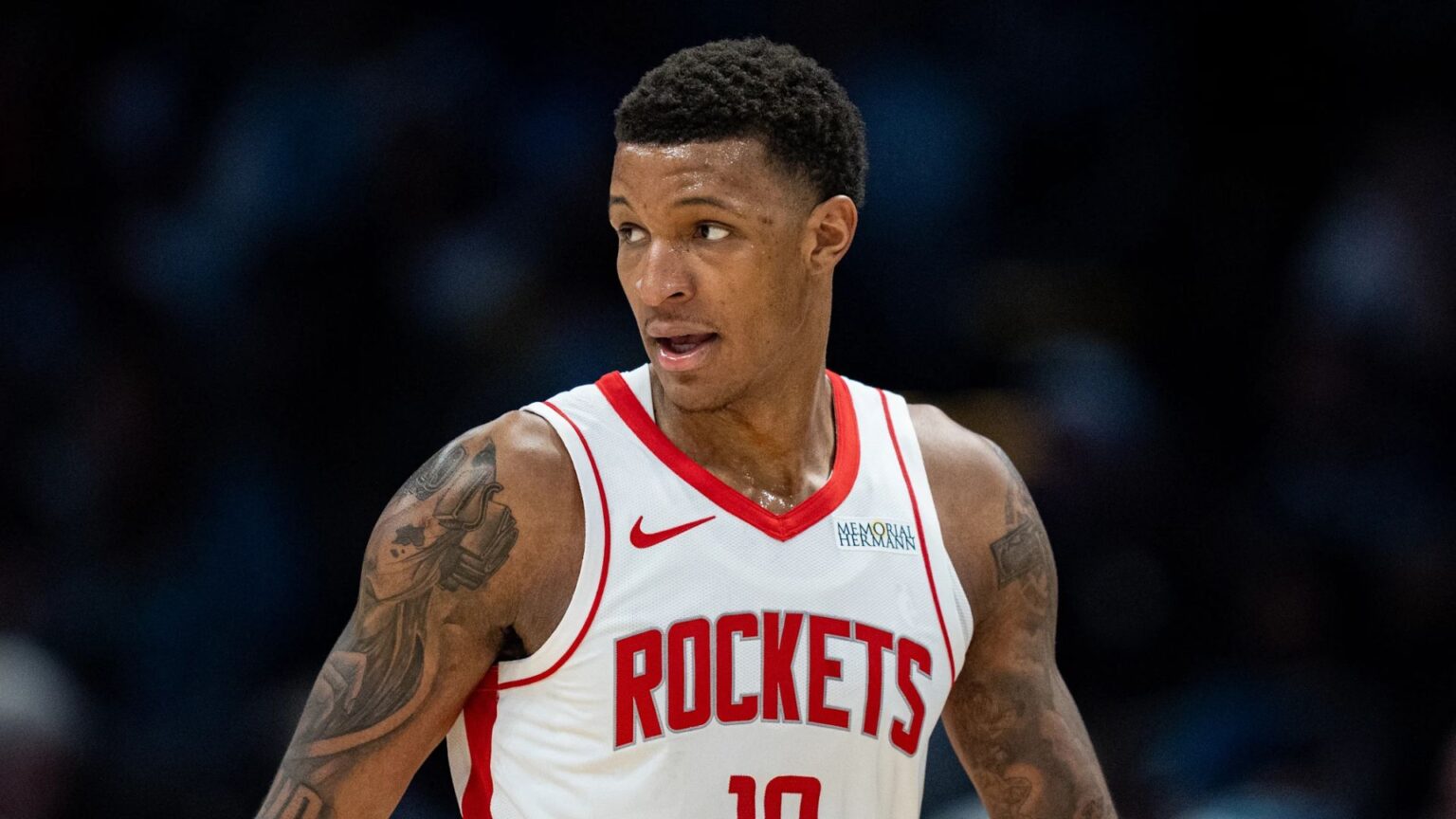 Jabari Smith Jr. reacts to a play during a Rockets game. Mandatory Credit: Jacob Kupferman - Getty Images