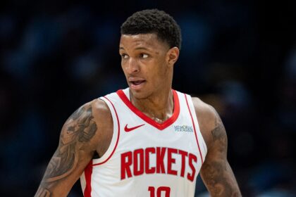 Jabari Smith Jr. reacts to a play during a Rockets game. Mandatory Credit: Jacob Kupferman - Getty Images