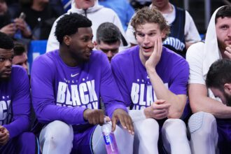Jaren Jackson Jr. on Jazz bench with Lauri Markkanen Mandatory Credit: Rich Storry/Getty Images