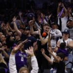 Sacramento Kings fans reach for a ball during a timeout against the Utah Jazz during the fourth quarter at Golden 1 Center.