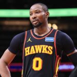 Jonathan Kuminga looks on during the Hawks game against the Wizards. Mandatory Credit: nba.com