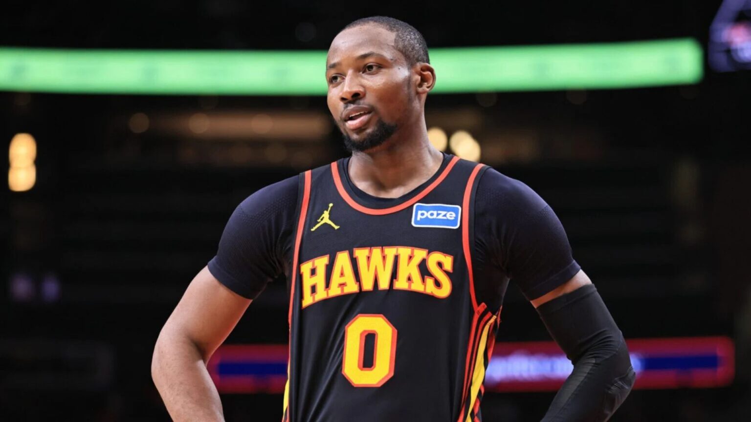 Jonathan Kuminga looks on during the Hawks game against the Wizards. Mandatory Credit: nba.com