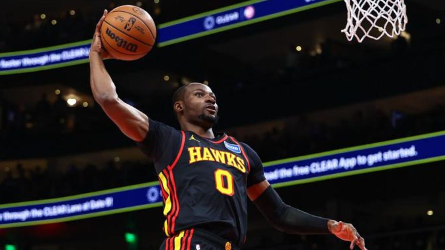 Jonathan Kuminga makes his debut for the Atlanta Hawks. Mandatory Credit: Colin Hubbard - AP