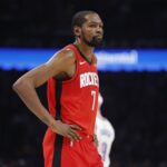Feb 7, 2026; Oklahoma City, Oklahoma, USA; Houston Rockets forward Kevin Durant (7) walks onto the court after a time out against the Oklahoma City Thunder during the second half at Paycom Center. Mandatory Credit: Alonzo Adams-Imagn Images