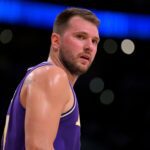 Feb 5, 2026; Los Angeles, California, USA; Los Angeles Lakers guard Luka Doncic (77) looks on in the first half against the Philadelphia 76ers at Crypto.com Arena. Mandatory Credit: Jayne Kamin-Oncea-Imagn Images
