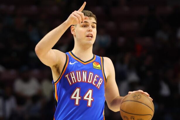 Nikola Topic in action for the Thunder. Mandatory Credit: Kent Smith/NBAE via Getty Images