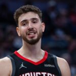 Indianapolis, Indiana, USA; Houston Rockets center Alperen Sengun (28) in the second half against the Indiana Pacers at Gainbridge Fieldhouse. Mandatory Credit: Trevor Ruszkowski-Imagn Images