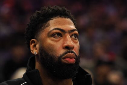Sacramento, California, USA; Dallas Mavericks forward/center Anthony Davis (3) on the bench against the Sacramento Kings during the second quarter at Golden 1 Center. Mandatory Credit: Kelley L Cox-Imagn Images