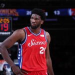 NEW YORK, NY - DECEMBER 25: Joel Embiid #21 of the Philadelphia 76ers during the game against the New York Knicks on December 25, 2017 at Madison Square Garden in New York City, New York. NOTE TO USER: User expressly acknowledges and agrees that, by downloading and/or using this photograph, user is consenting to the terms and conditions of the Getty Images License Agreement. Mandatory Copyright Notice: Copyright 2017 NBAE (Photo by Nathaniel S. Butler/NBAE via Getty Images)