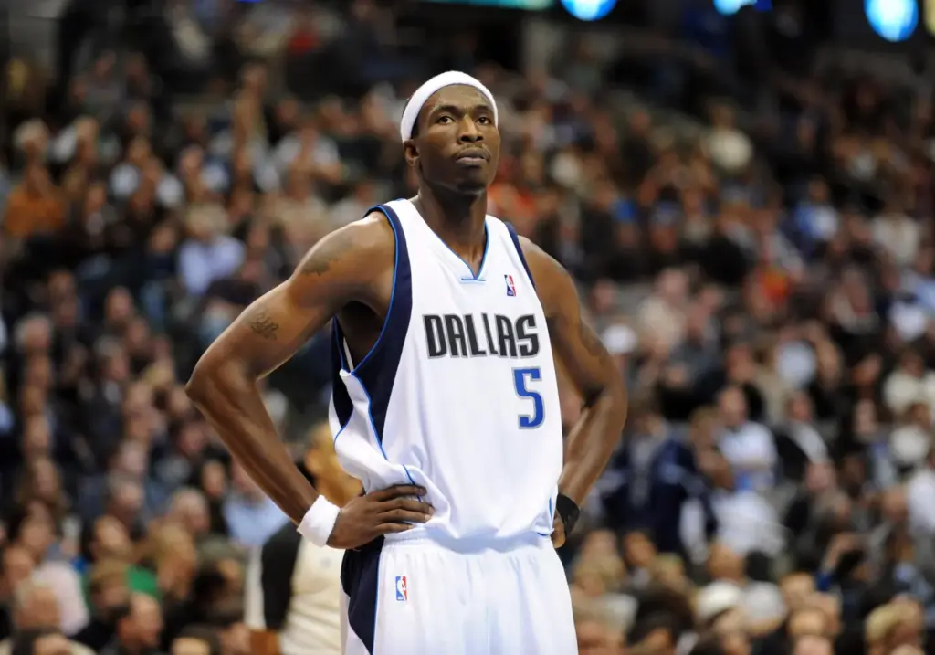 December 8, 2009: Dallas Mavericks forward Josh Howard #5 rests during a timeout in the fourth quarter during an NBA game between the Phoenix Suns and the Dallas Mavericks at the American Airlines Center in Dallas, TX Dallas defeated Phoenix 102-101 (Photo by Albert Pena/Icon SMI/Icon Sport Media via Getty Images)