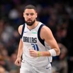 Dallas, Texas, USA; Dallas Mavericks guard Klay Thompson (31) runs back up the court during the first quarter against the Utah Jazz at the American Airlines Center. Mandatory Credit: Jerome Miron-Imagn Images
