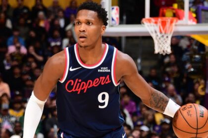 LOS ANGELES, CA - FEBRUARY 20: Bennedict Mathurin #9 of the LA Clippers dribbles the ball during the game against the Los Angeles Lakers on February 20, 2026 at Crypto.Com Arena in Los Angeles, California. NOTE TO USER: User expressly acknowledges and agrees that, by downloading and/or using this Photograph, user is consenting to the terms and conditions of the Getty Images License Agreement. Mandatory Copyright Notice: Copyright 2026 NBAE (Photo by Adam Pantozzi/NBAE via Getty Images)