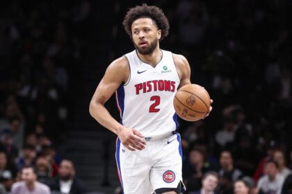 Mar 10, 2026; Brooklyn, New York, USA; Detroit Pistons guard Cade Cunningham (2) at Barclays Center. | Wendell Cruz-Imagn Images