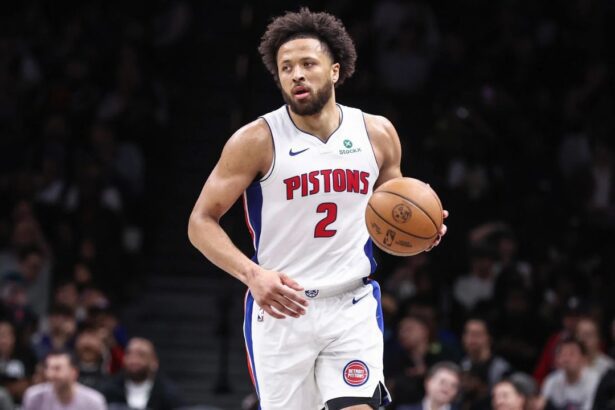 Mar 10, 2026; Brooklyn, New York, USA; Detroit Pistons guard Cade Cunningham (2) at Barclays Center. | Wendell Cruz-Imagn Images
