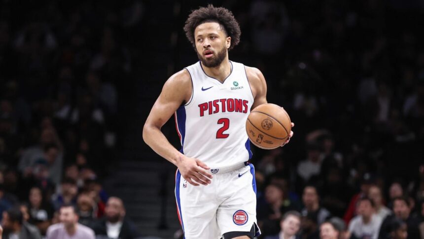 Mar 10, 2026; Brooklyn, New York, USA; Detroit Pistons guard Cade Cunningham (2) at Barclays Center. | Wendell Cruz-Imagn Images
