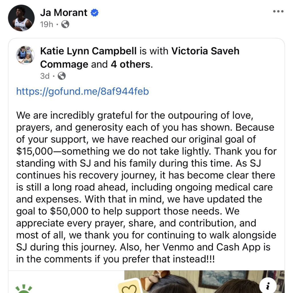 Ja Morant Helps Raise $40K For 11-Year-Old After Serious Accident