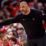 HOUSTON, TEXAS - NOVEMBER 02: Head coach Ime Udoka of the Houston Rockets reacts in the second half against the Golden State Warriors at Toyota Center on November 02, 2024 in Houston, Texas. NOTE TO USER: User expressly acknowledges and agrees that, by downloading and or using this photograph, User is consenting to the terms and conditions of the Getty Images License Agreement. (Photo by Tim Warner/Getty Images)