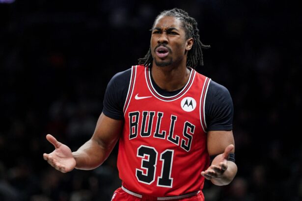 NEW YORK, NEW YORK - FEBRUARY 09: Jaden Ivey #31 of the Chicago Bulls reacts during the game against the Brooklyn Nets at Barclays Center on February 09, 2026 in New York City. Mandatory Credit: Evan Bernstein - Getty Images