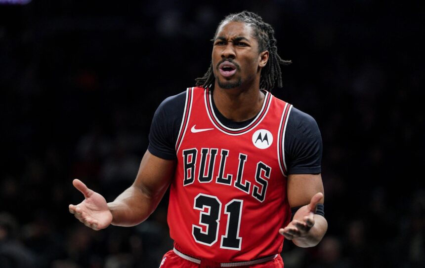 NEW YORK, NEW YORK - FEBRUARY 09: Jaden Ivey #31 of the Chicago Bulls reacts during the game against the Brooklyn Nets at Barclays Center on February 09, 2026 in New York City. Mandatory Credit: Evan Bernstein - Getty Images