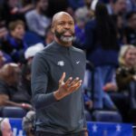 Orlando Magic coach Jamahl Mosley during the first quarter against the Brooklyn Nets at Kia Center.[Mike Watters-Imagn Images]