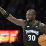 Mar 5, 2026; Minneapolis, Minnesota, USA; Minnesota Timberwolves forward Julius Randle (30) dribbles the bal against the Toronto Raptors in the first half at Target Center. Mandatory Credit: Jesse Johnson-Imagn Images