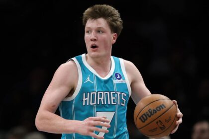 Kon Knueppel in action for the Charlotte Hornets. Mandatory Credit: Getty Images