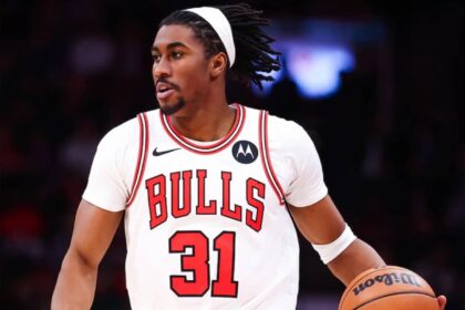 Chicago Bulls guard Jaden Ivey dribbles the ball.