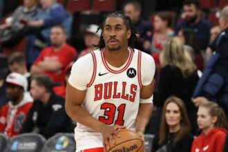 CHICAGO, ILLINOIS - FEBRUARY 07: Jaden Ivey #31 of the Chicago Bulls warms up prior to the game against the Denver Nuggets at the United Center on February 07, 2026 in Chicago, Illinois. NOTE TO USER: User expressly acknowledges and agrees that, by downloading and or using this photograph, User is consenting to the terms and conditions of the Getty Images License Agreement. (Photo by Jayden Mack/Getty Images) | Getty Images