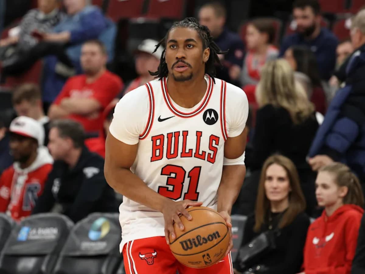 CHICAGO, ILLINOIS - FEBRUARY 07: Jaden Ivey #31 of the Chicago Bulls warms up prior to the game against the Denver Nuggets at the United Center on February 07, 2026 in Chicago, Illinois. NOTE TO USER: User expressly acknowledges and agrees that, by downloading and or using this photograph, User is consenting to the terms and conditions of the Getty Images License Agreement. (Photo by Jayden Mack/Getty Images) | Getty Images