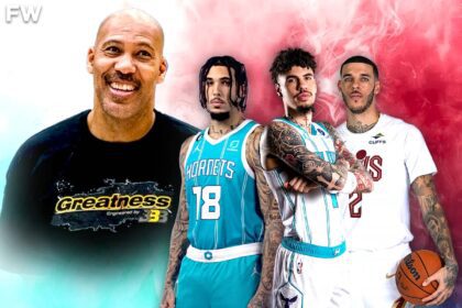 LaVar Ball, LiAngelo Ball, LaMelo Ball, and Lonzo Ball.