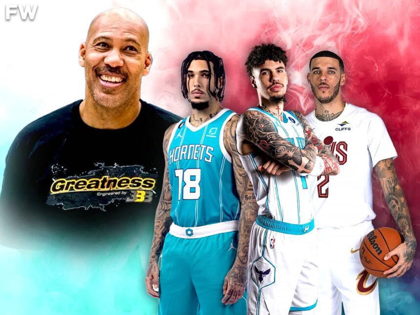 LaVar Ball, LiAngelo Ball, LaMelo Ball, and Lonzo Ball.