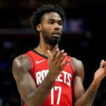 Tari Eason during a game between the Houston Rockets and the Detroit Pistons.