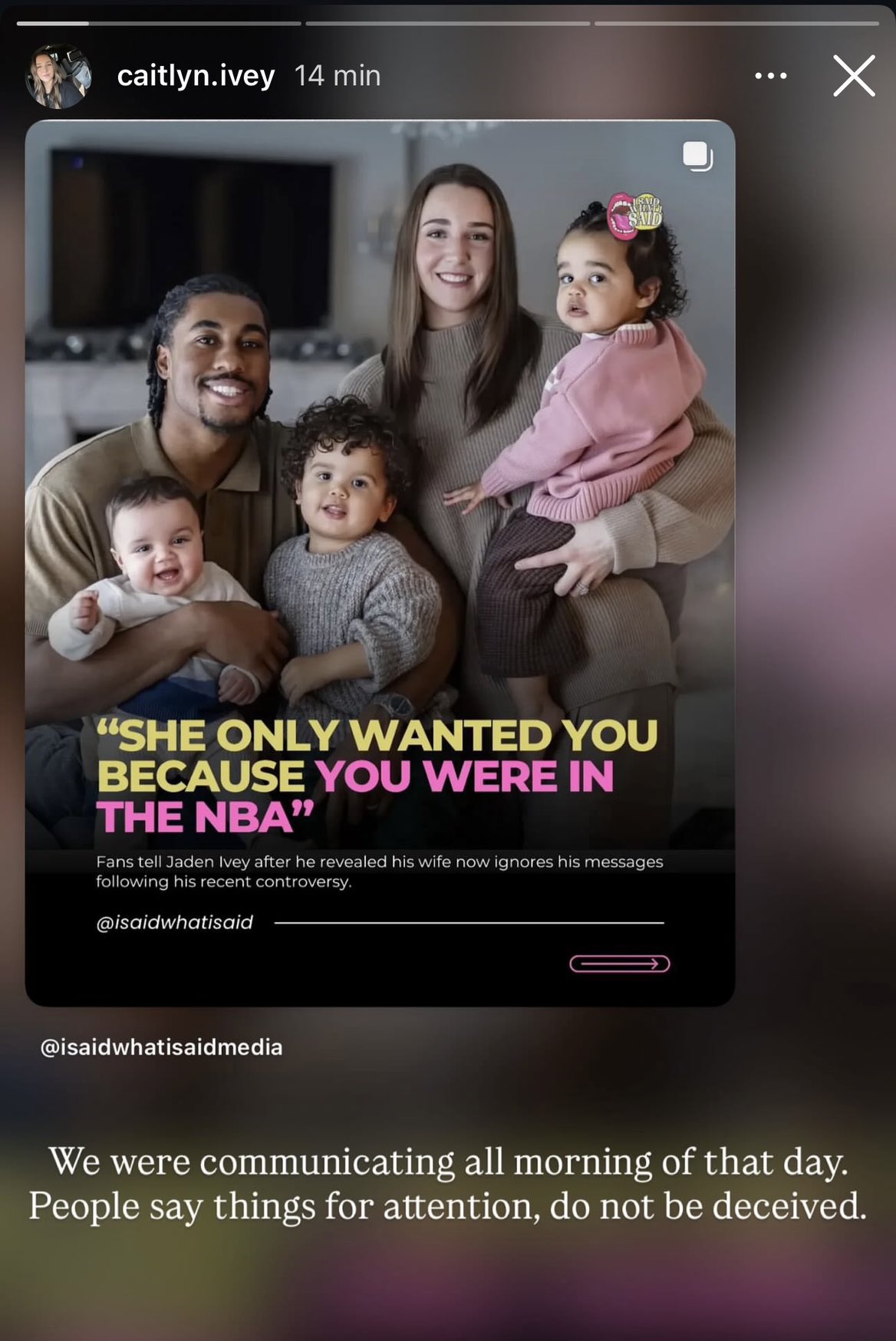 Jaden Ivey's Wife Breaks Silence; Calls Him Out For Lying About Her In Recent Controversy