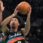 Apr 10, 2026; San Antonio, Texas, USA; San Antonio Spurs guard Dylan Harper (2) drives to the basket against the Dallas Mavericks at Frost Bank Center. Mandatory Credit: Scott Wachter-Imagn Images