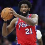 Apr 3, 2026; Philadelphia, Pennsylvania, USA; Philadelphia 76ers center Joel Embiid (21) controls the ball against the Minnesota Timberwolves during the second quarter at Xfinity Mobile Arena. Mandatory Credit: Bill Streicher-Imagn Images