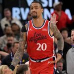 John Collins in action for the Clippers. Mandatory Credit: Jayne Kamin-Oncea -Imagn Images