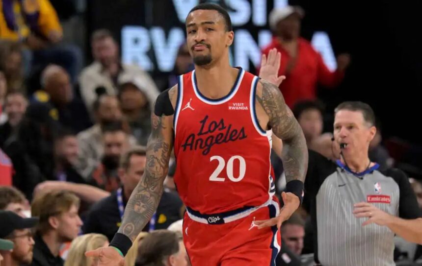 John Collins in action for the Clippers. Mandatory Credit: Jayne Kamin-Oncea -Imagn Images